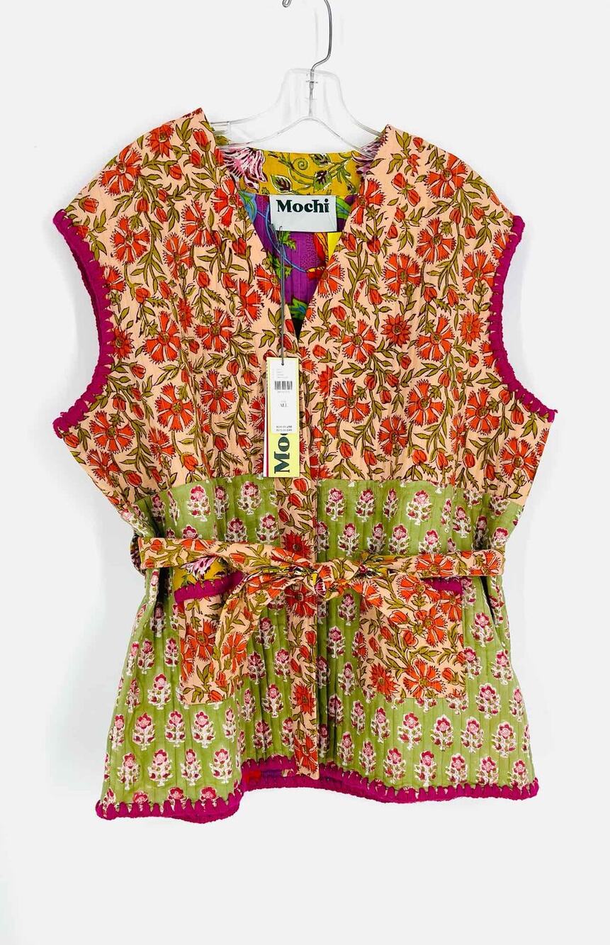 Mochi Size L ? Pink/Multi Floral Blocked NEW Designer Vest